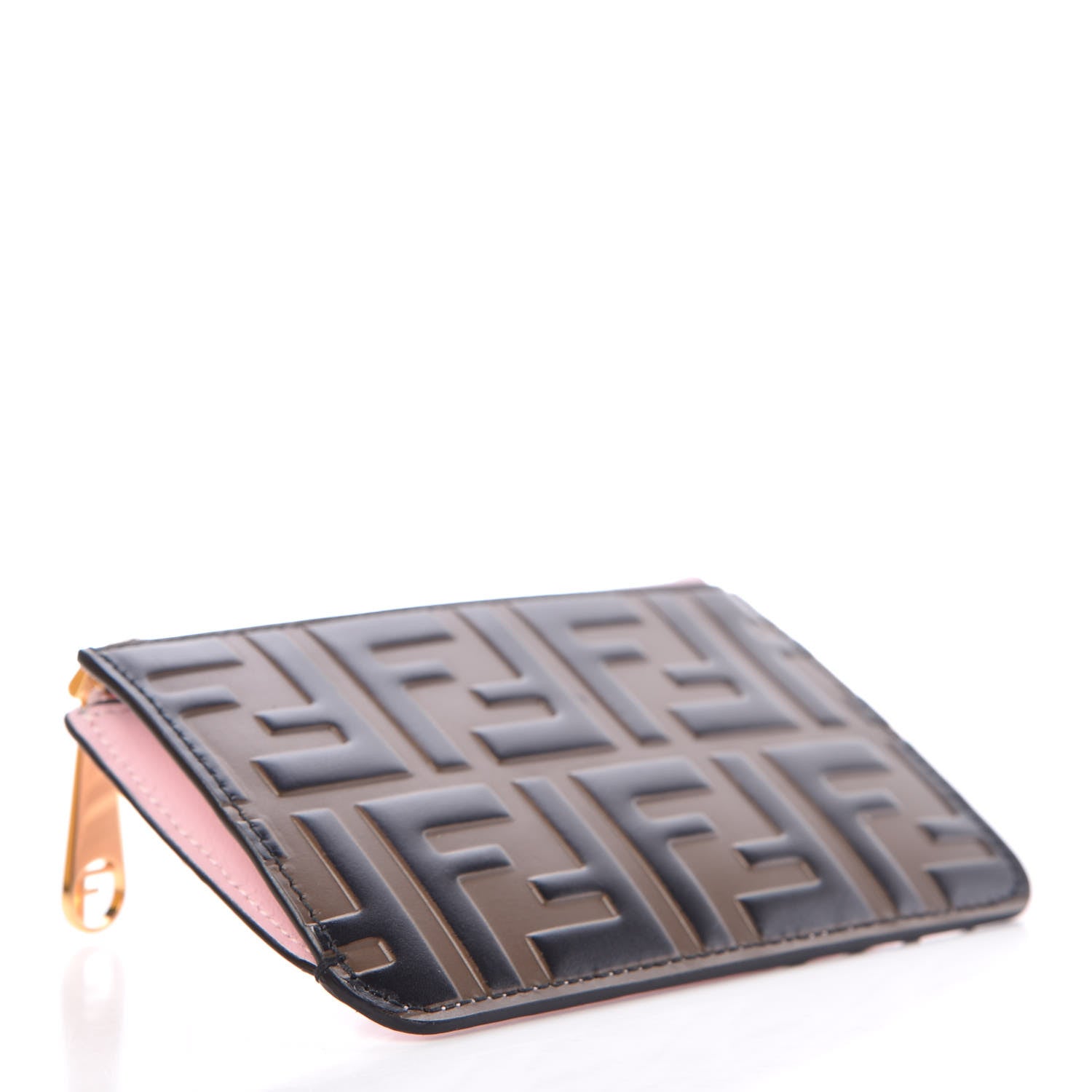 Fendi Vitello Cruise F is Fendi Bi-Color FF 1974 Embossed Key Case Pouch Maya Black Peonia 4 of 10