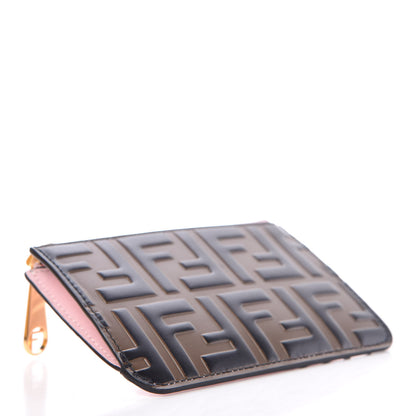 Fendi Vitello Cruise F is Fendi Bi-Color FF 1974 Embossed Key Case Pouch Maya Black Peonia 4 of 10