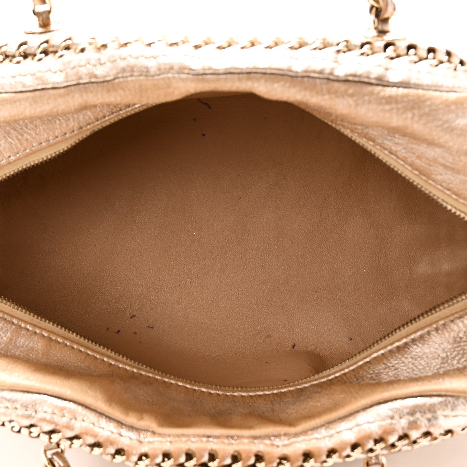 Chanel Metallic Goatskin Medium Luxe Ligne Bowler Light Gold 5 of 11