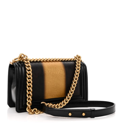 Chanel Metallic Glazed Calfskin Medium Boy Flap Black Gold 3 of 10