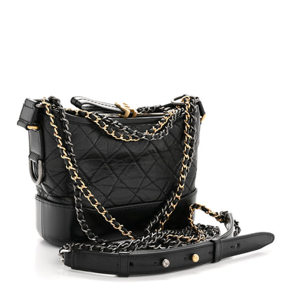 Chanel Aged Calfskin Quilted Small Gabrielle Hobo Black 3 of 11