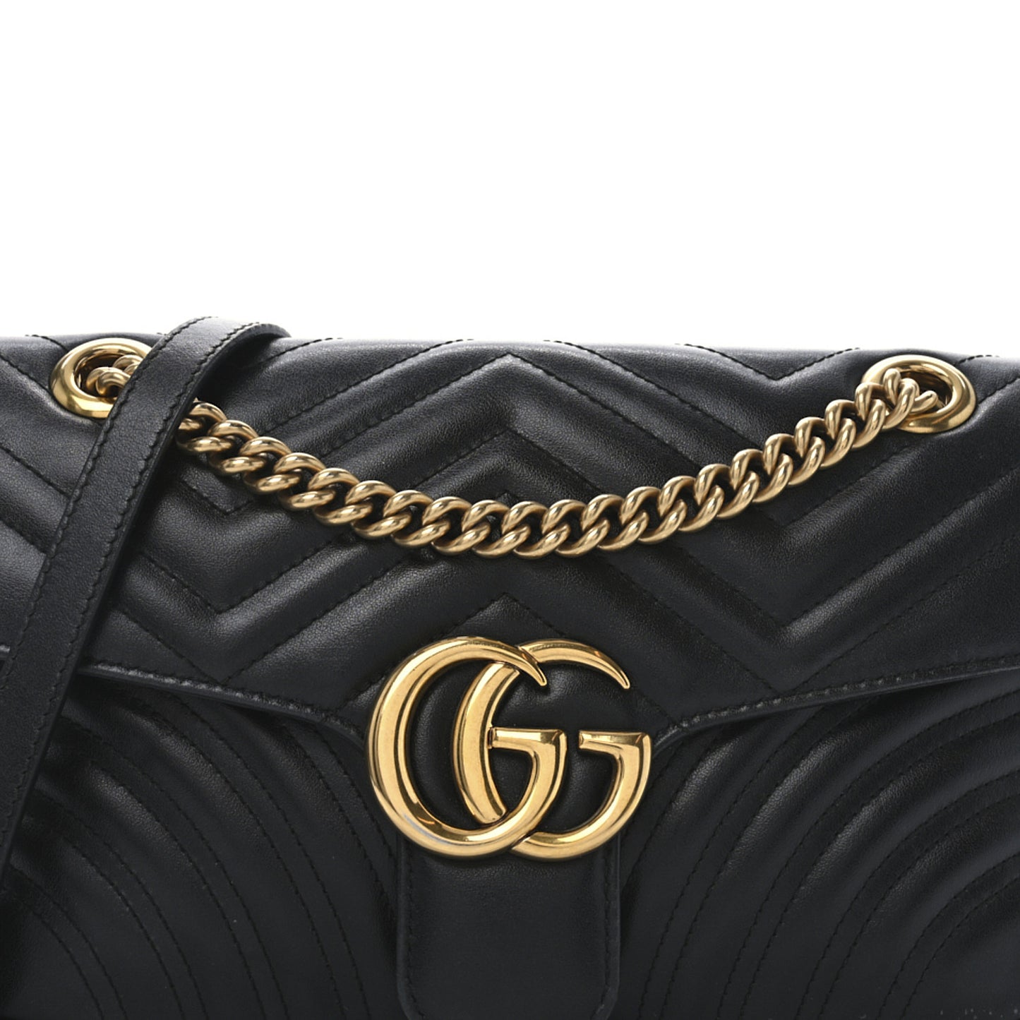 Calfskin Matelasse Small GG Marmont Shoulder Bag Black