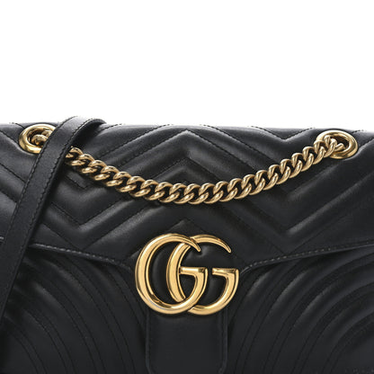 Gucci Calfskin Matelasse Small GG Marmont Shoulder Bag Black 8 of 10