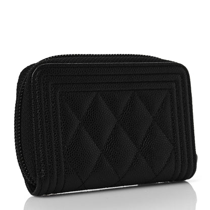 Chanel Caviar Quilted Boy Zip Around Coin Purse Wallet Black 3 of 8