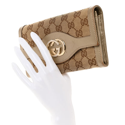 Gucci Monogram Margaux Calfskin Sukey Continental Organizer Wallet Beige Ebony Gold 2 of 12