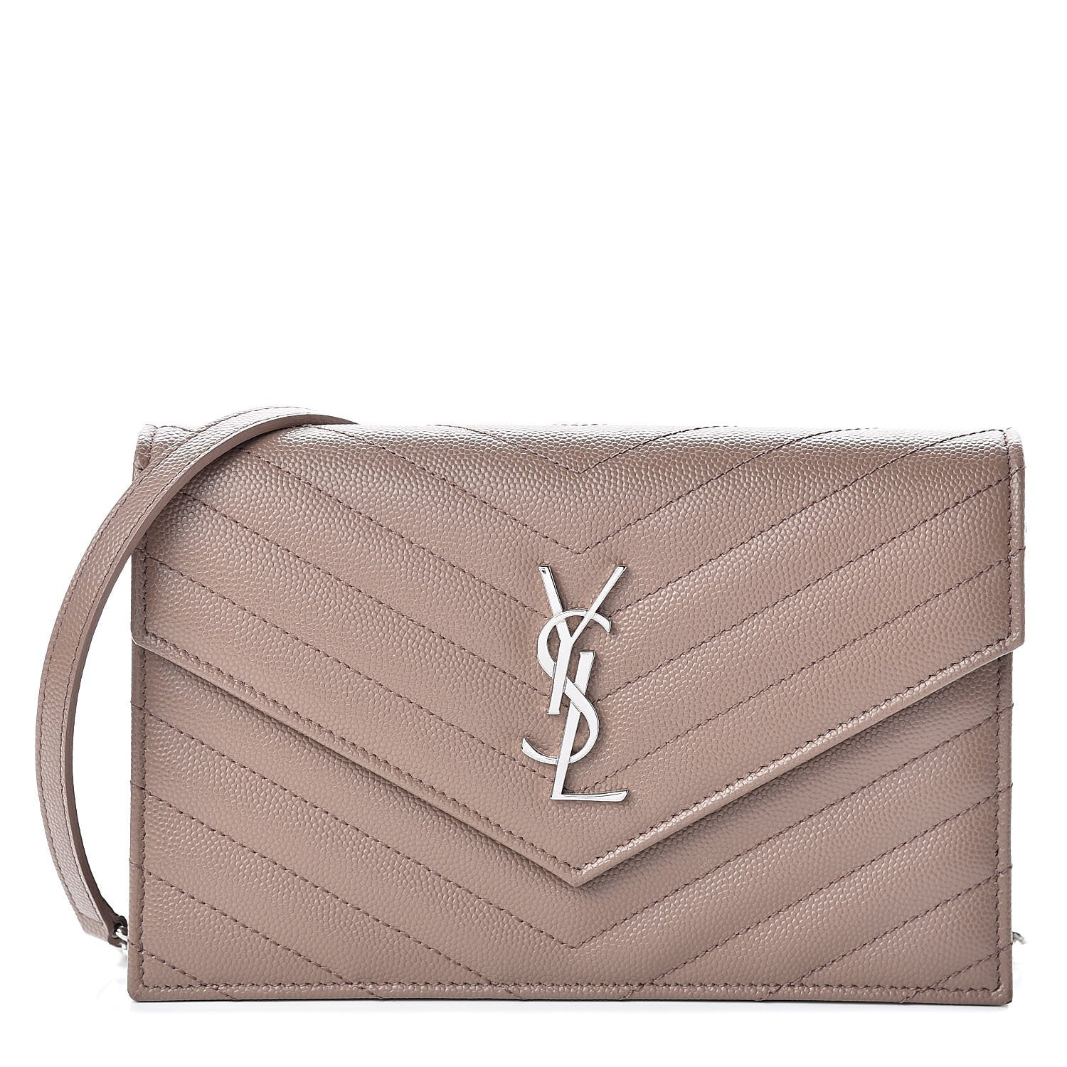 Saint Laurent Grain De Poudre Matelasse Chevron Monogram Envelope Chain Wallet Fard 1 of 12