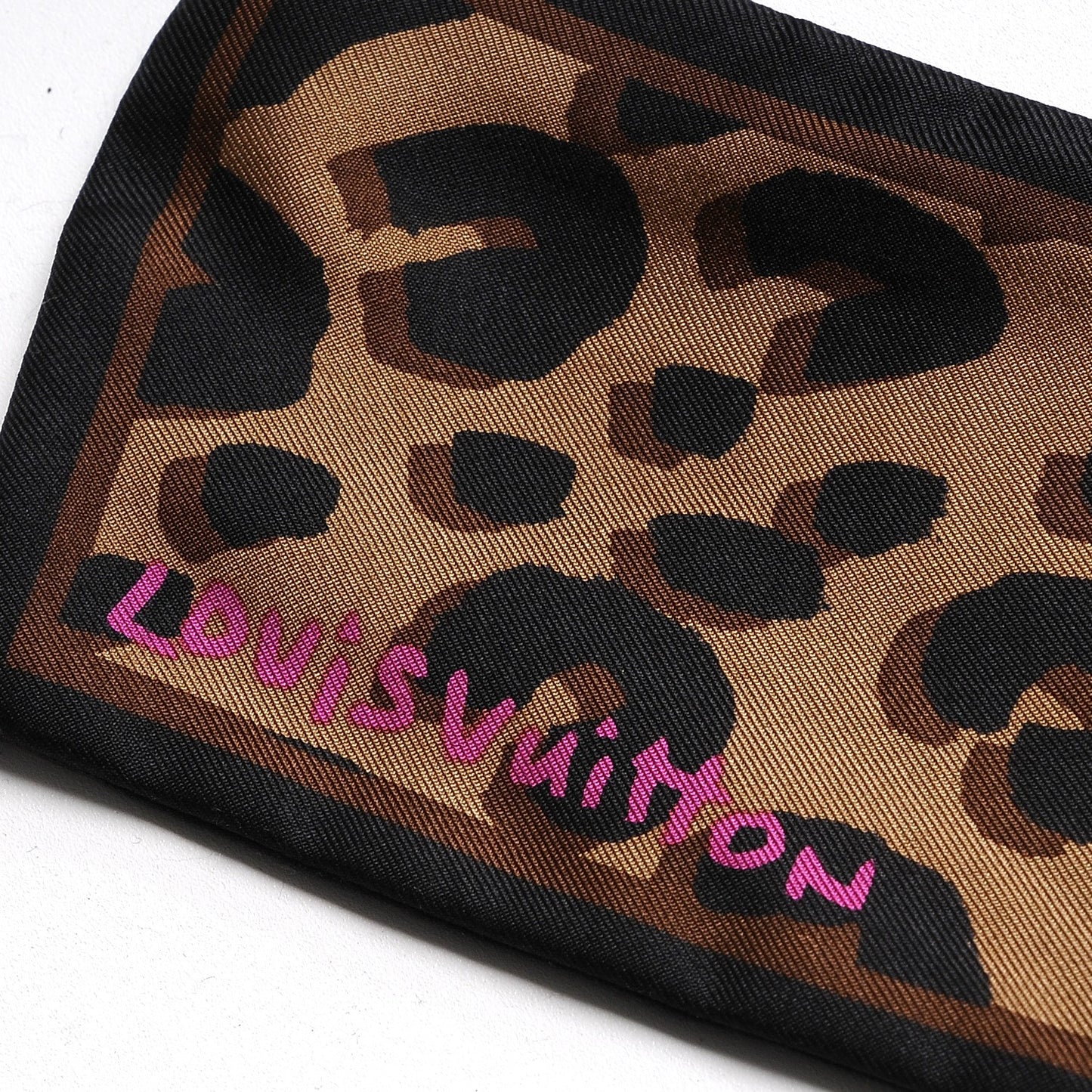 Silk Leopard Bandeau Scarf Marron