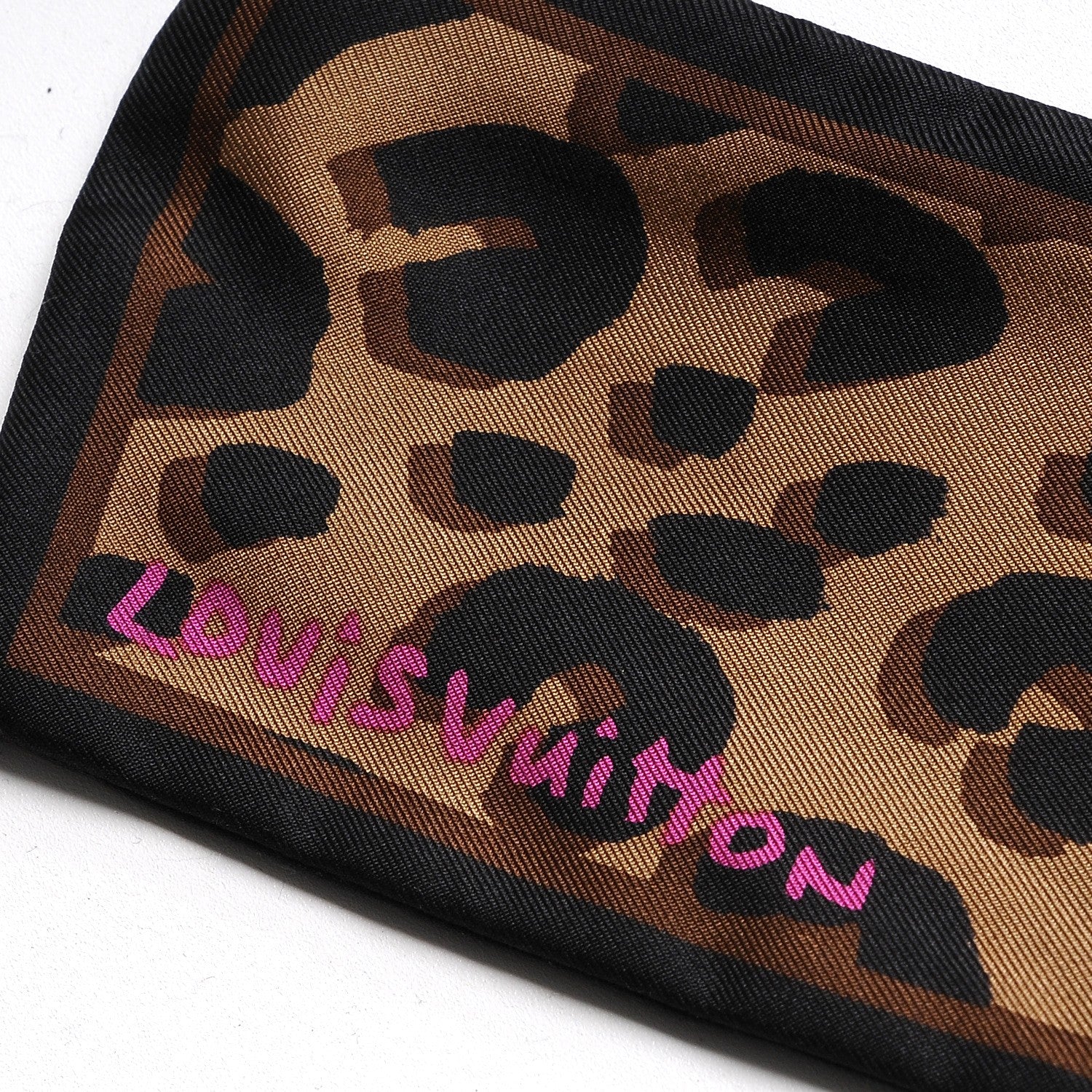 Louis Vuitton Silk Leopard Bandeau Scarf Marron 3 of 8