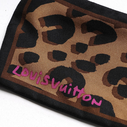 Louis Vuitton Silk Leopard Bandeau Scarf Marron 3 of 8