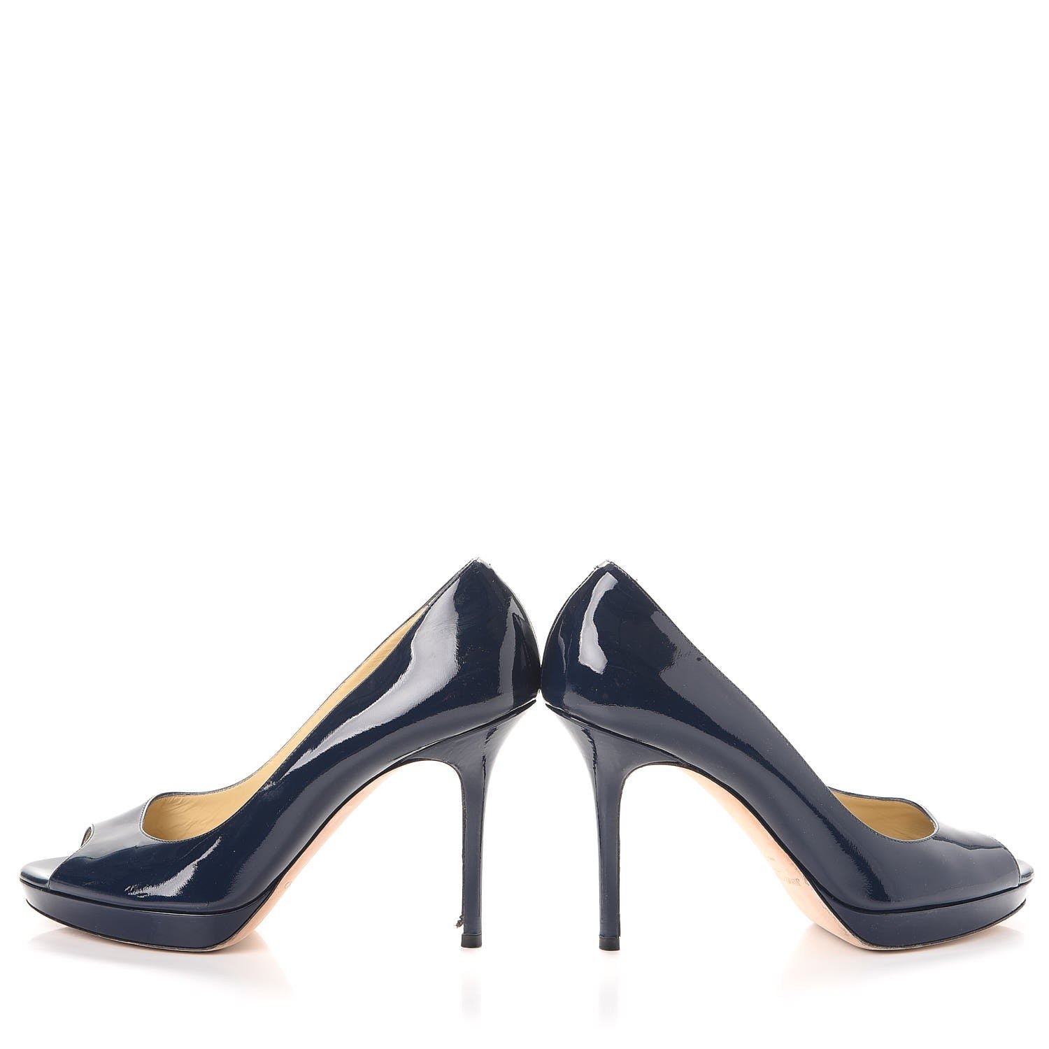 Jimmy Choo Patent Luna Platform Peep Toe Pumps 38 Navy 6 of 18