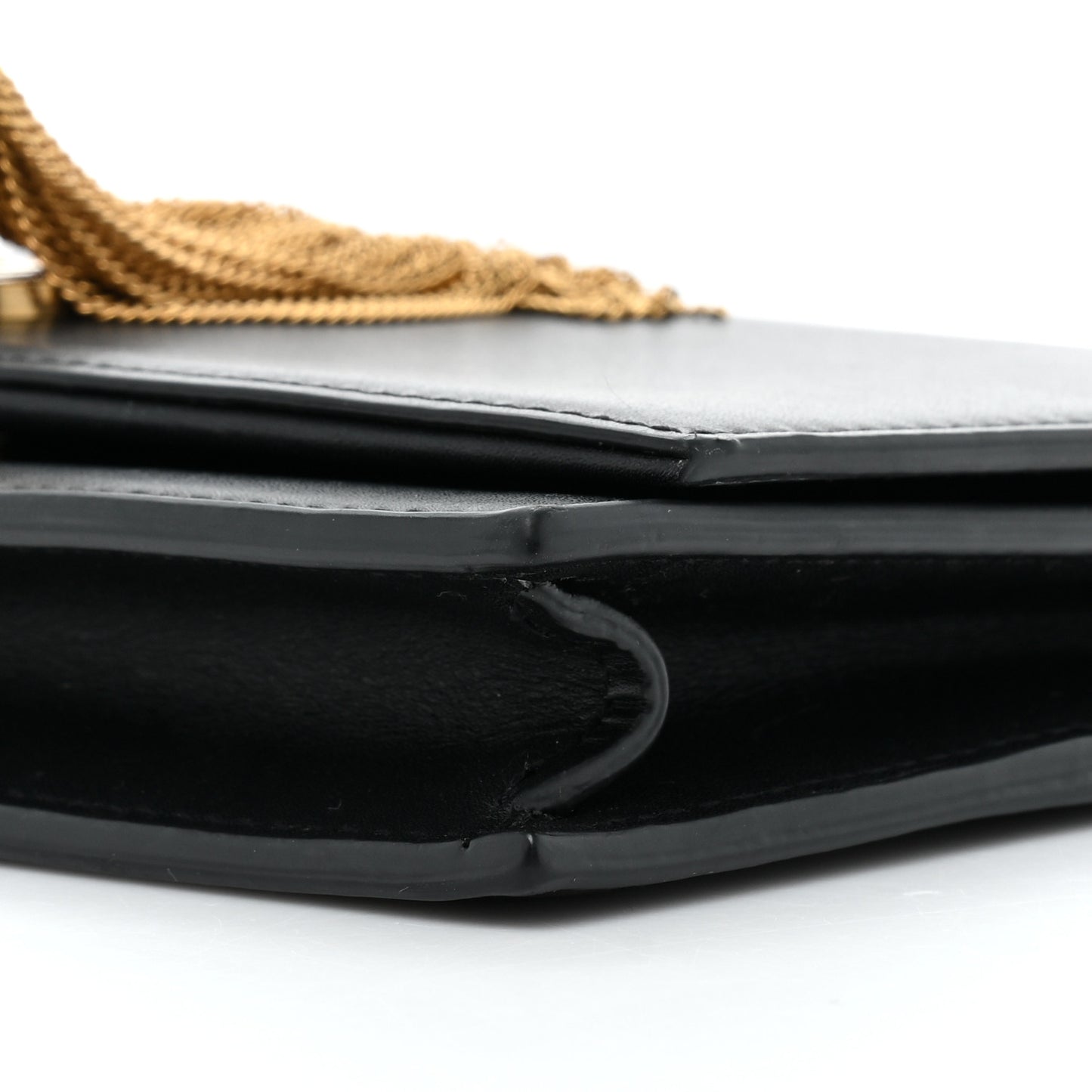Smooth Calfskin Classic Monogram Kate Tassel Chain Wallet Black
