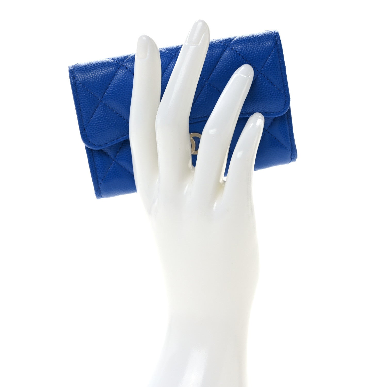 Chanel Caviar Quilted Flap Card Holder Wallet Blue 2 of 7