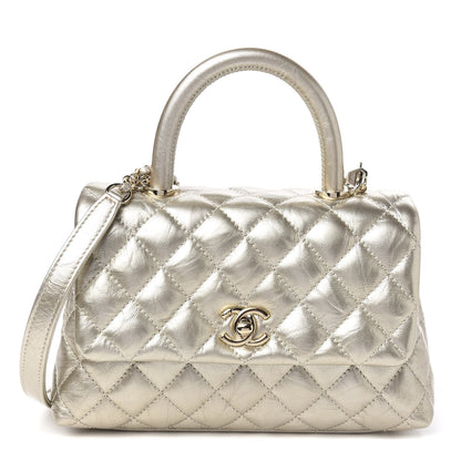 Chanel Metallic Aged Calfskin Quilted Mini Coco Handle Flap Gold 1 of 10