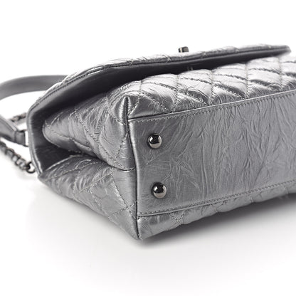 Chanel Metallic Aged Calfskin Quilted Mini Coco Handle Flap Charcoal 8 of 9