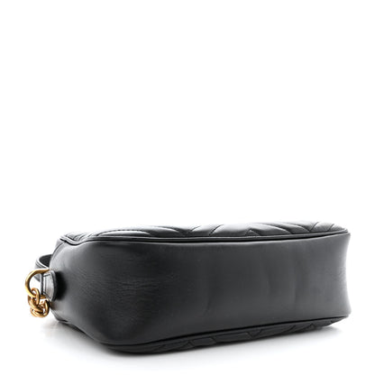 Gucci Calfskin Matelasse Small GG Marmont Chain Shoulder Bag Black 4 of 10