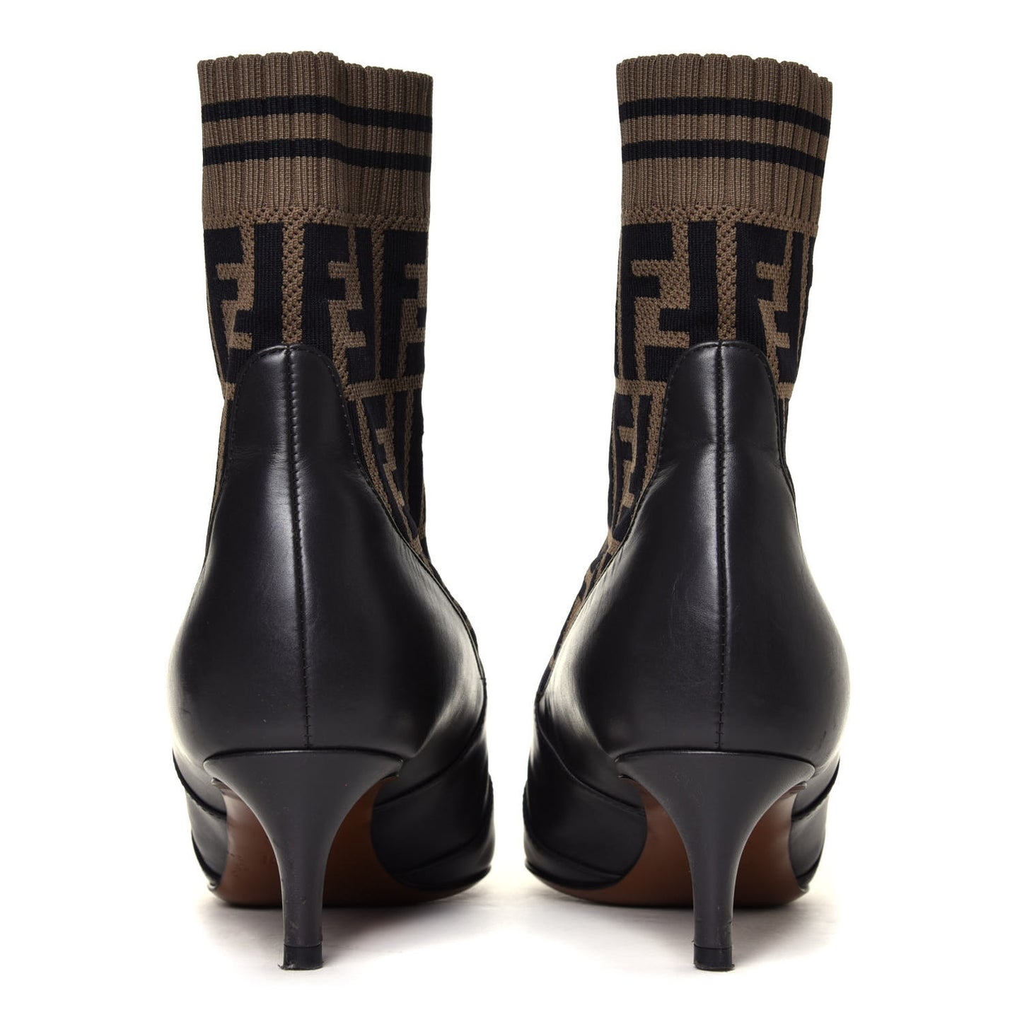 Vitellino Microfiber Fabric FF Rockoko Low Heel Sock Boots 35.5 Black Tobacco