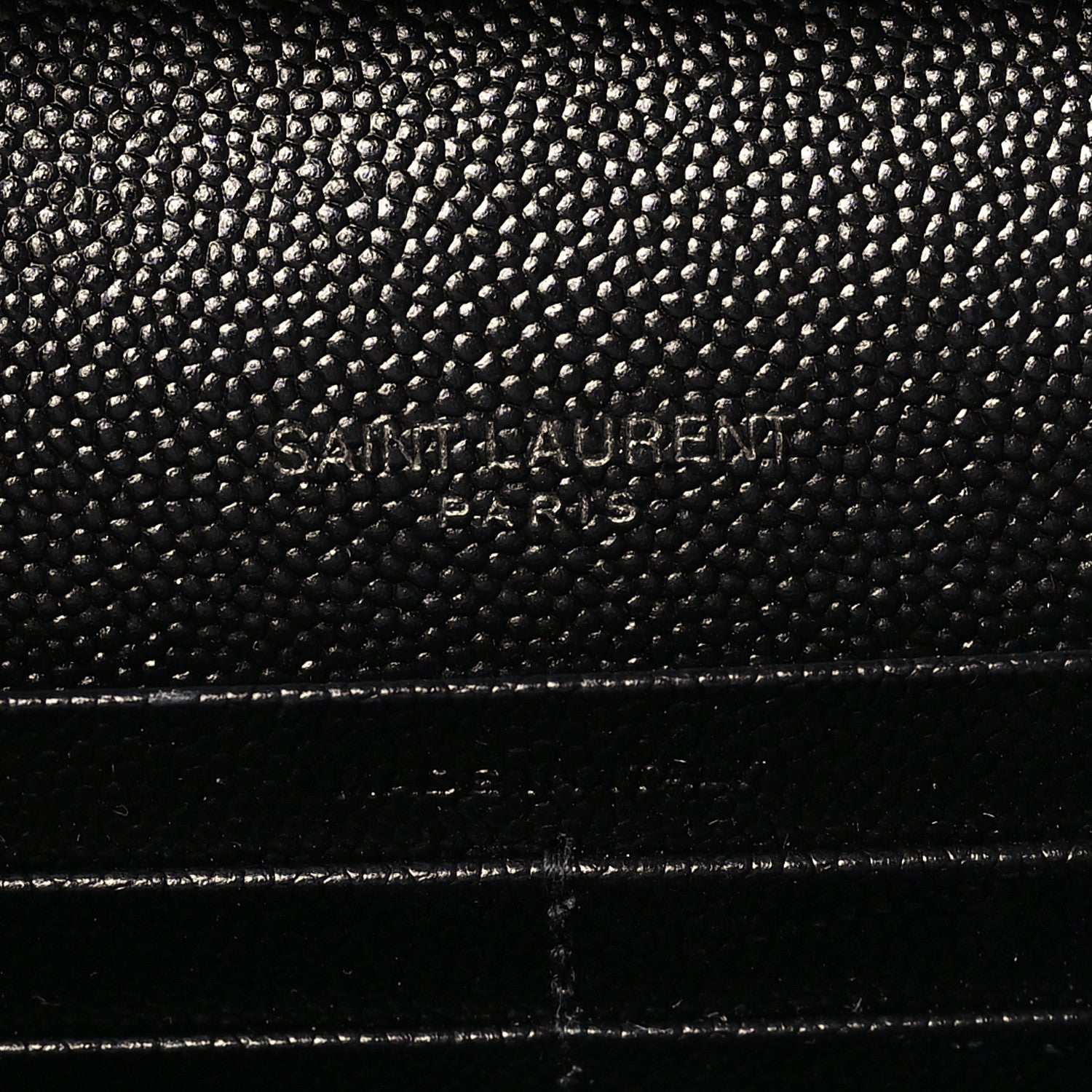 Saint Laurent Grain De Poudre Matelasse Chevron Monogram Monochrome Chain Wallet Black 6 of 9