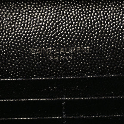 Saint Laurent Grain De Poudre Matelasse Chevron Monogram Monochrome Chain Wallet Black 6 of 9