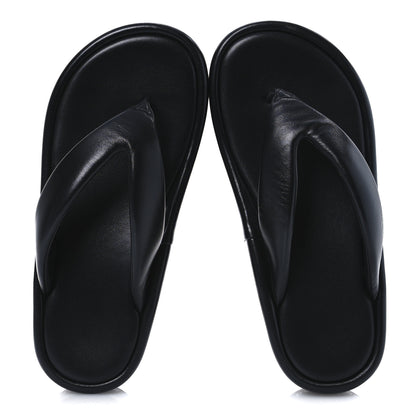 Balenciaga Smooth Nappa Logo Rise Thong Sandals 39 Black White 2 of 9