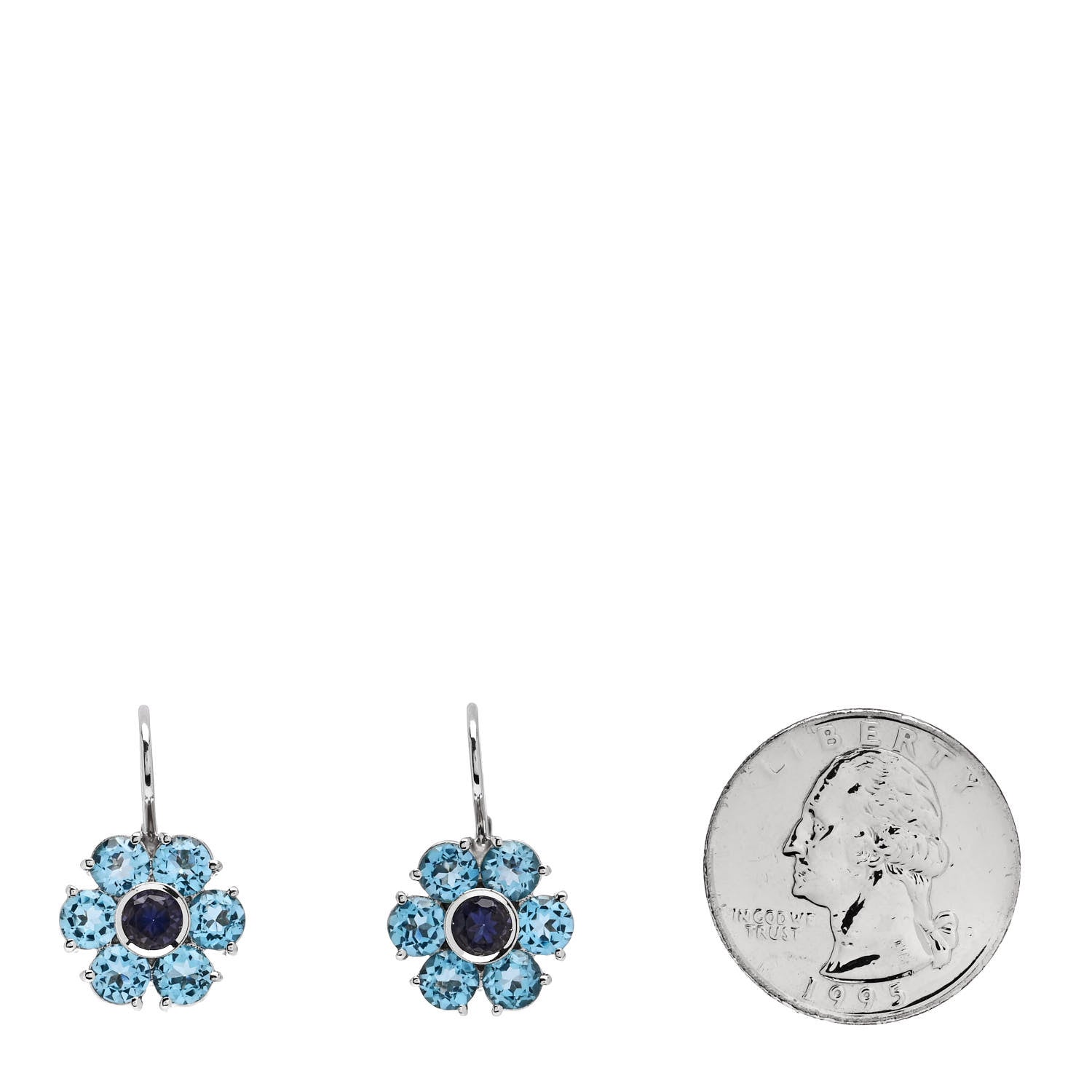 Pasquale Bruni PASQUALE BRUNI 18K White Gold Blue Topaz Tanzanite Flower Drop Earrings 2 of 5