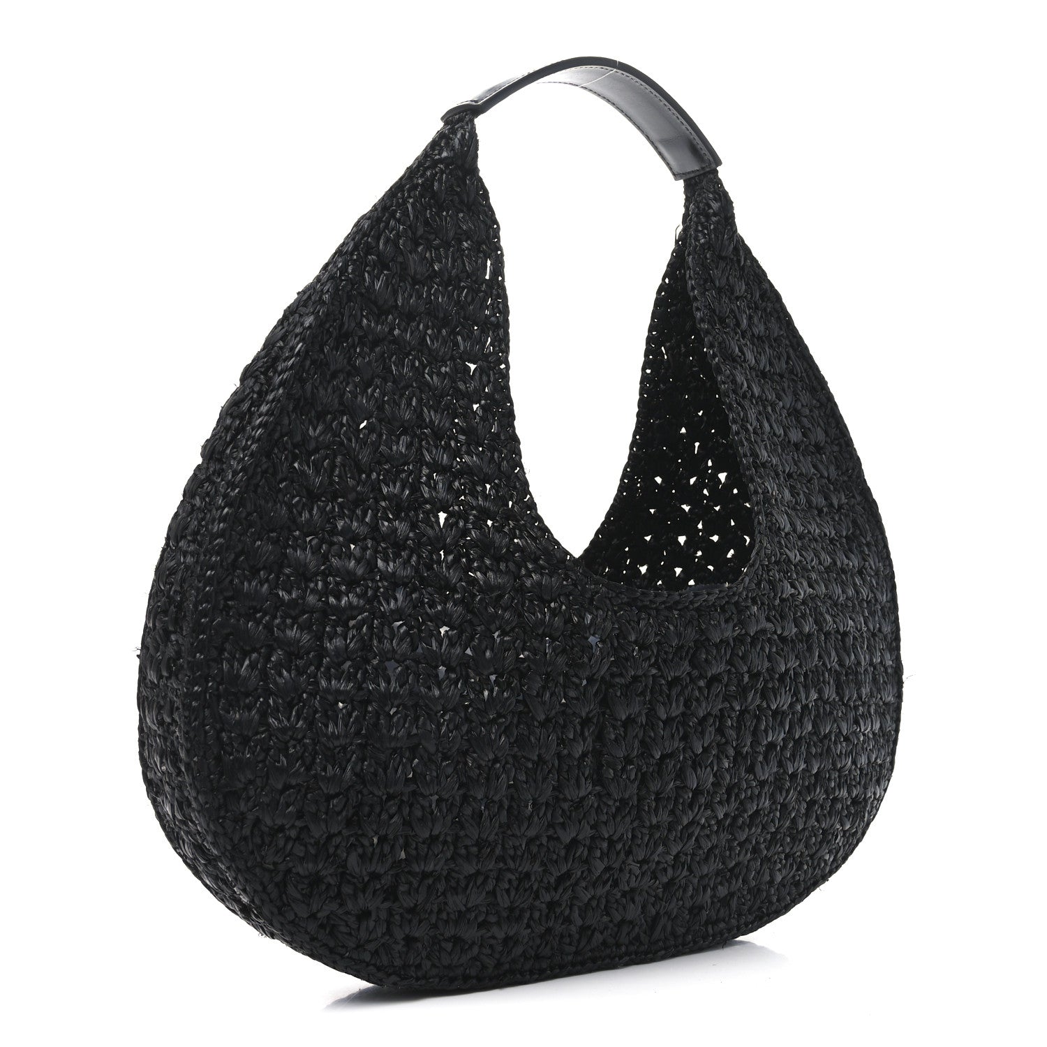 Celine Raffia Calfskin Triomphe Panier Hobo Bag Black 3 of 11