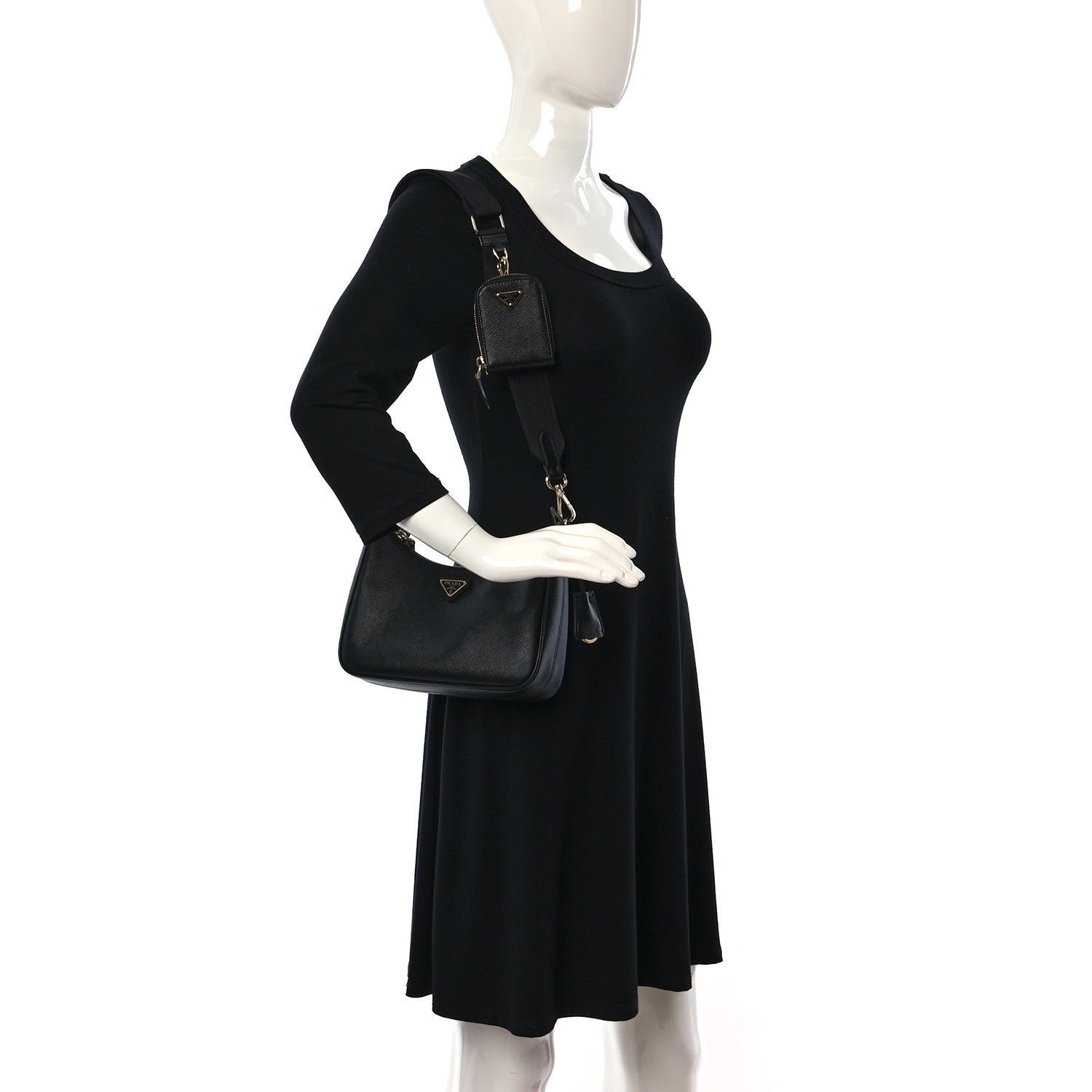 Prada Saffiano Lux Re-Edition 2005 Shoulder Bag Black 2 of 8