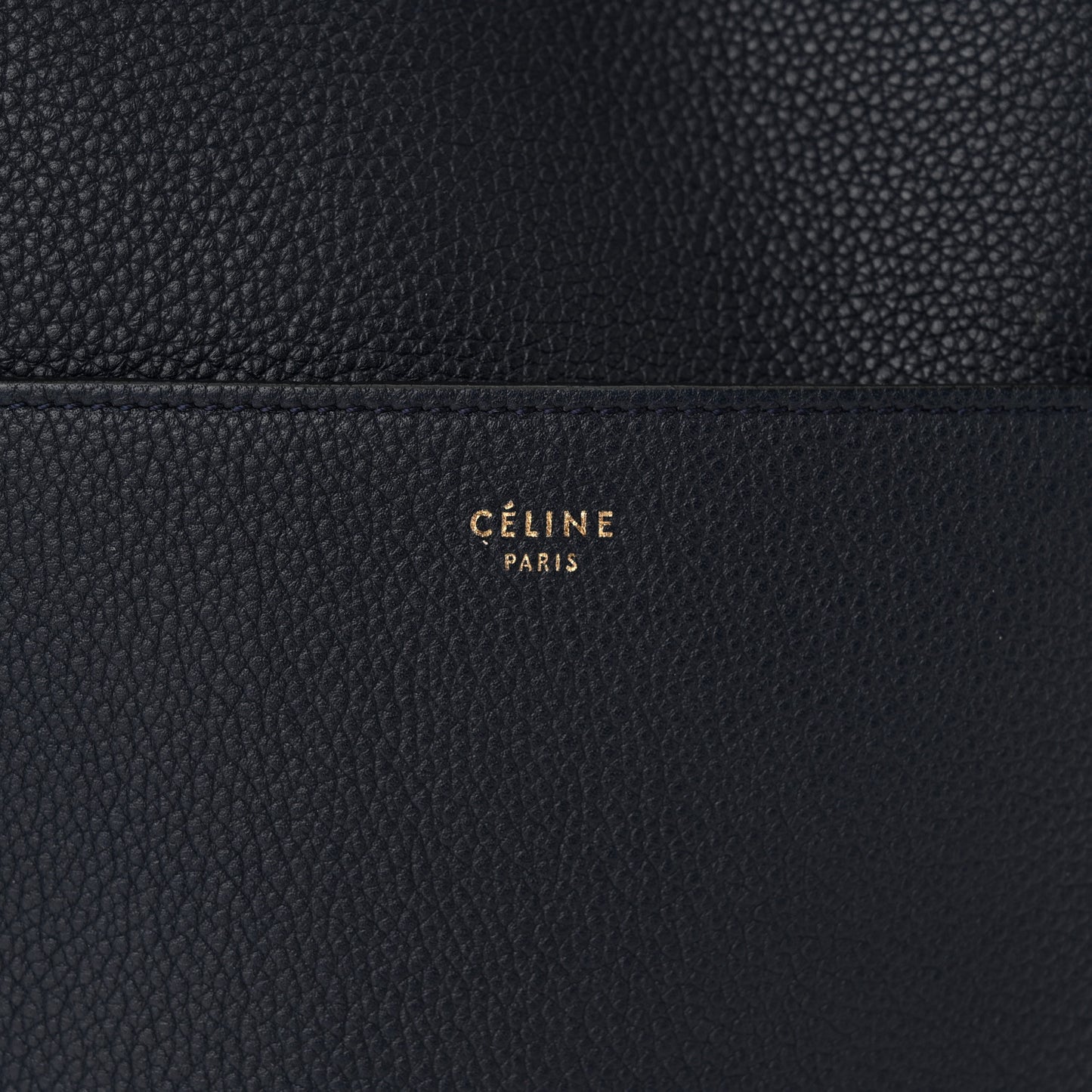 Soft Grained Calfskin Sangle Bucket Bag Navy Blue