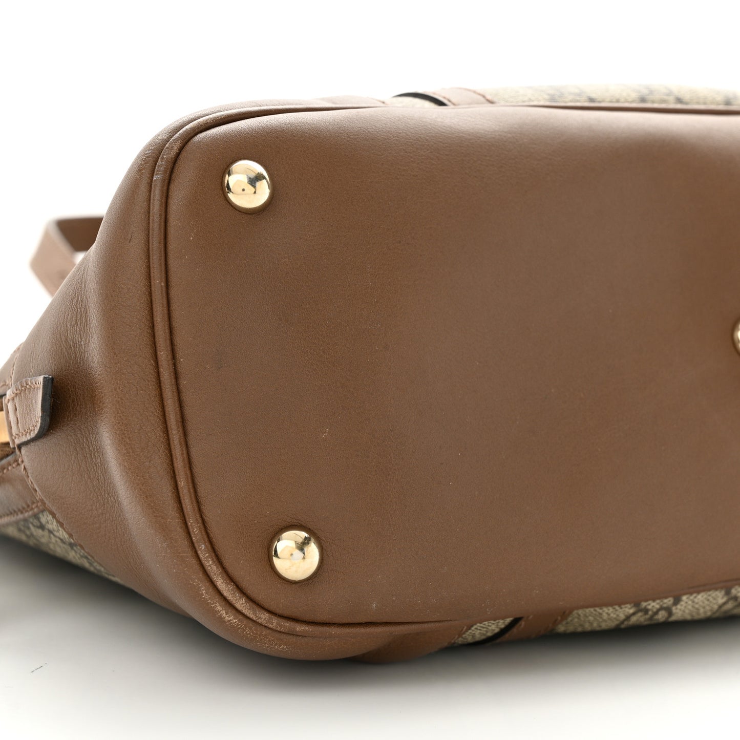 GG Supreme Monogram Margaux Calfskin Small Nice Top Handle Dome Bag Beige Ebony Acero