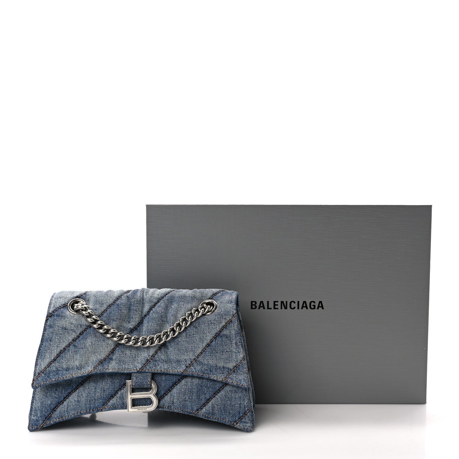 Balenciaga Washed Denim Quilted Small Crush Chain Bag Denim Blue 11 of 11