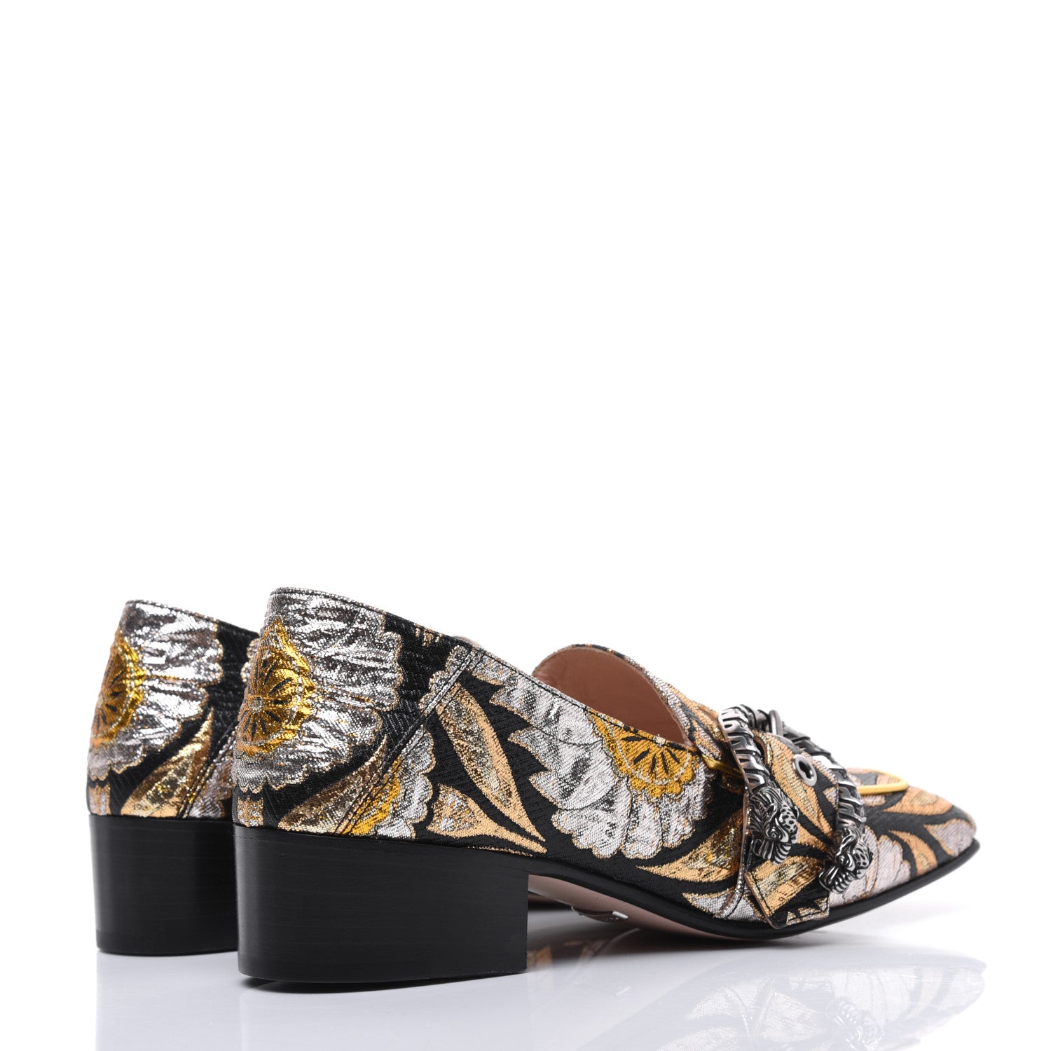 Gucci Brocade Floral Jacquard Dionysus Loafers 35.5 Black 4 of 19