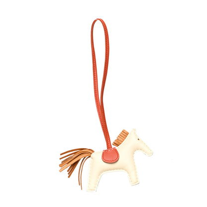 Hermes Milo Lambskin Grigri Rodeo Horse Bag Charm PM Craie Sesame Cornaline 1 of 3