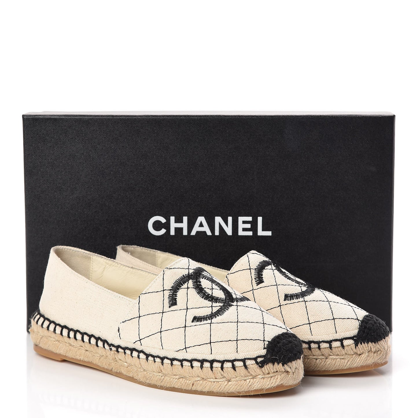 Fabric Biarritz CC Espadrilles 35 Beige Black