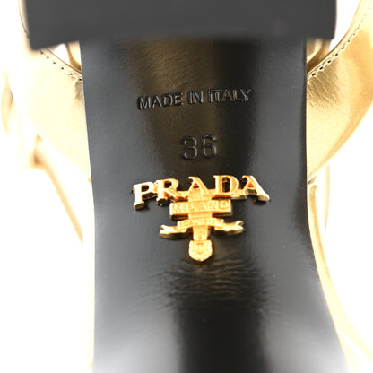 Prada Spazzolato Metal Triangle Logo Pumps 36 Platino 8 of 9