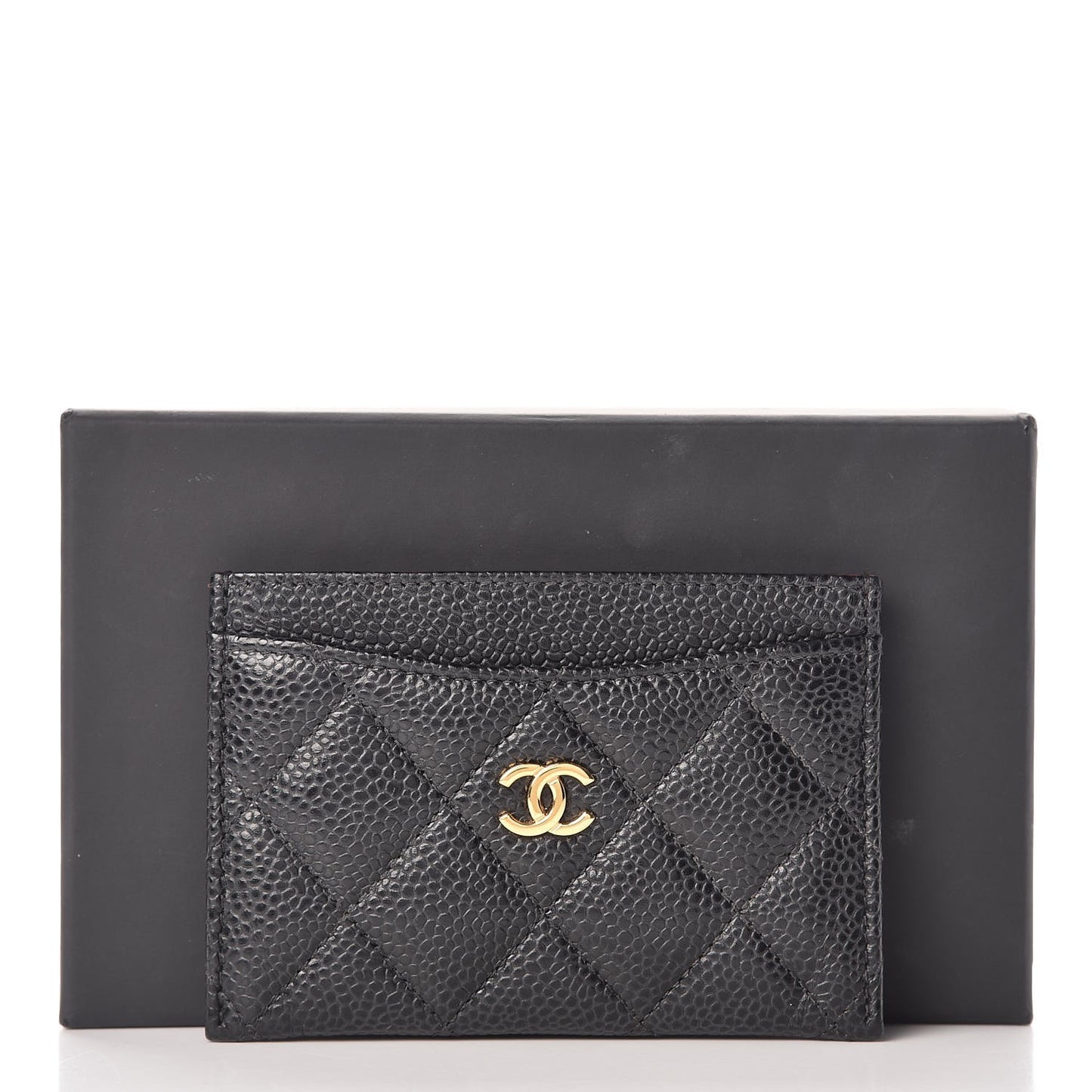 Caviar Quilted Card Holder Black