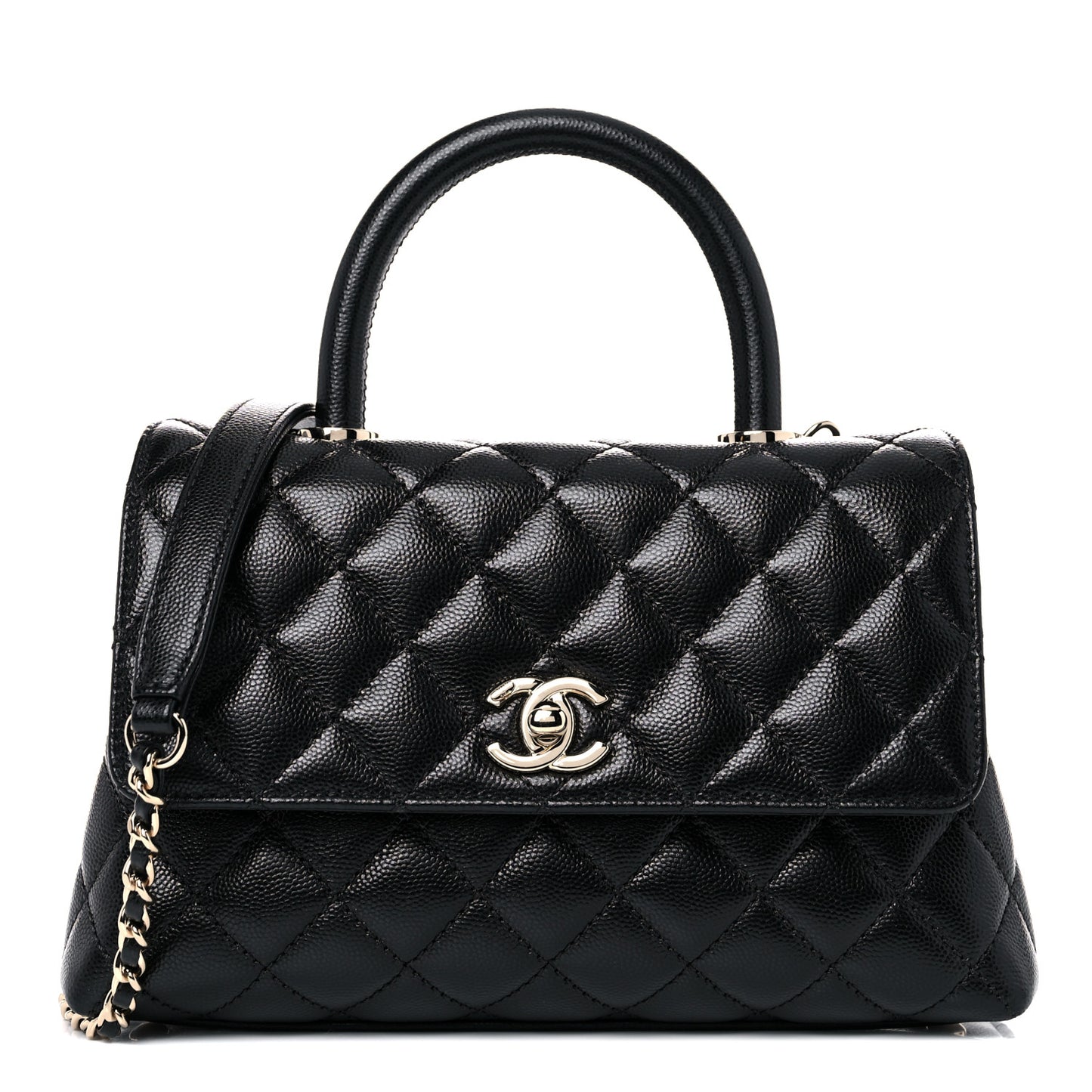 Caviar Quilted Mini Coco Handle Flap Black