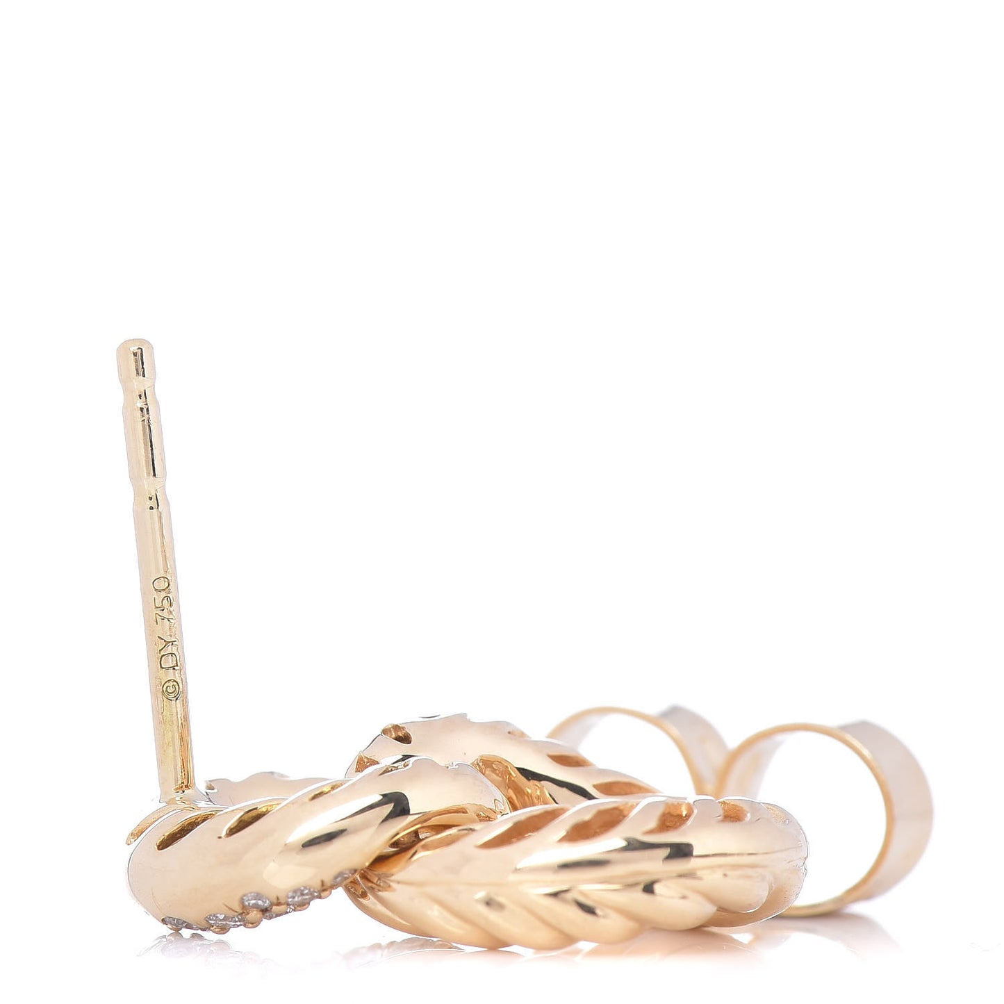 18K Yellow Gold Diamond Extra Small Belmont Curb Link Drop Earrings