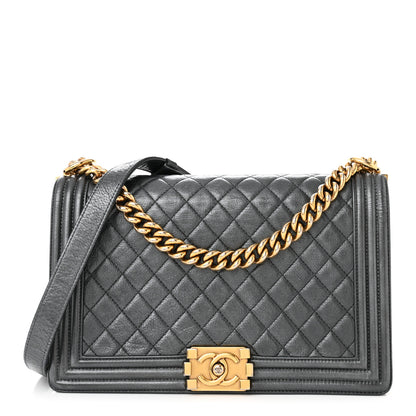 Chanel Metallic Calfskin Quilted New Medium Boy Flap Dark Grey 1 of 11