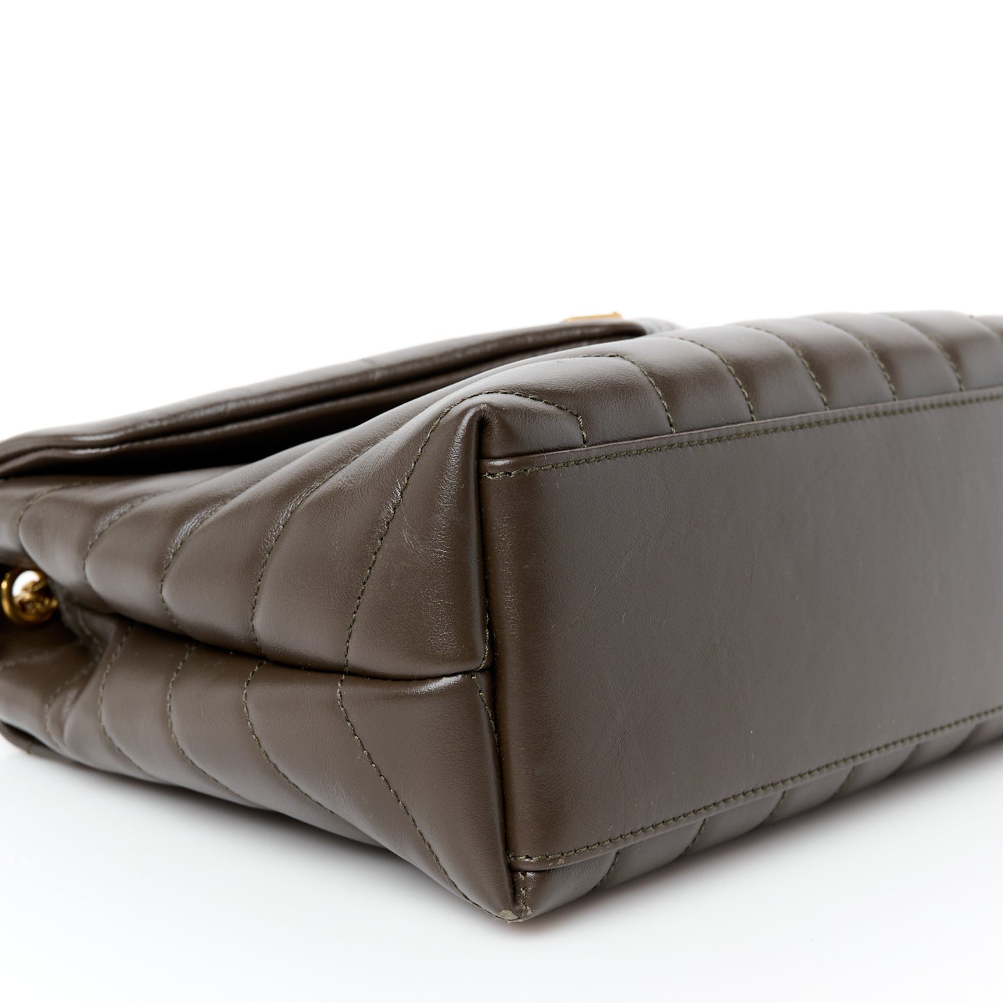 Calfskin Y Quilted Monogram Small Loulou Chain Satchel Soil Brown