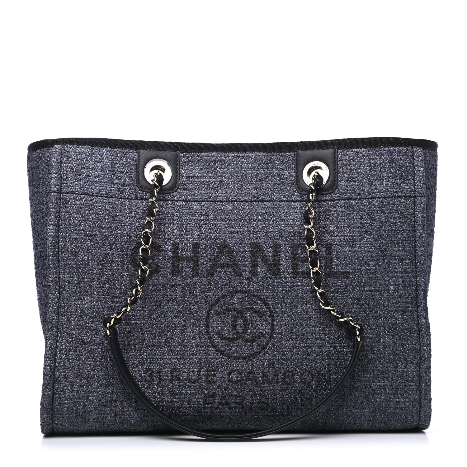 Chanel Lurex Boucle Small Deauville Tote Black 1 of 6