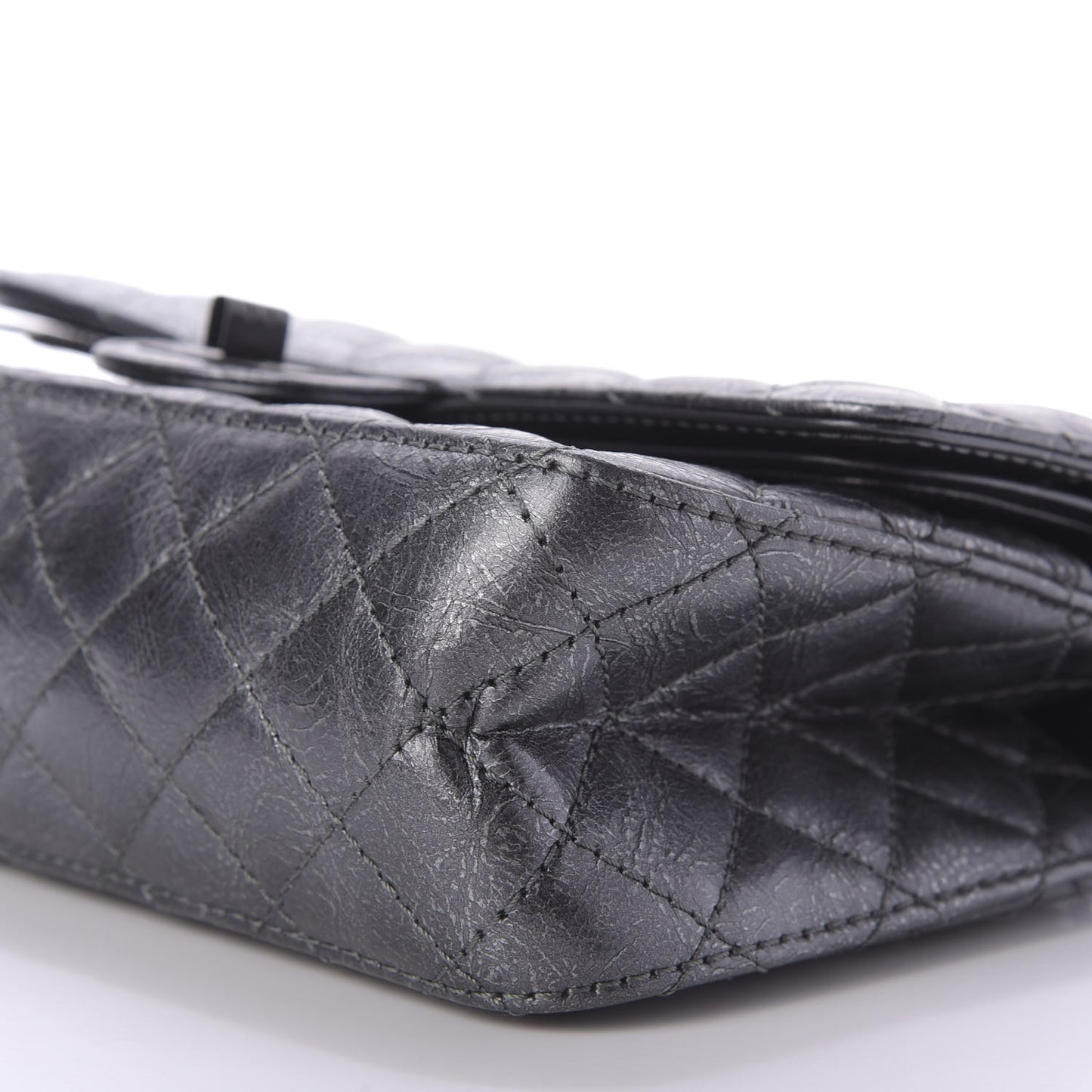 Metallic Aged Calfskin Quilted 2.55 Reissue 225 Flap Charcoal