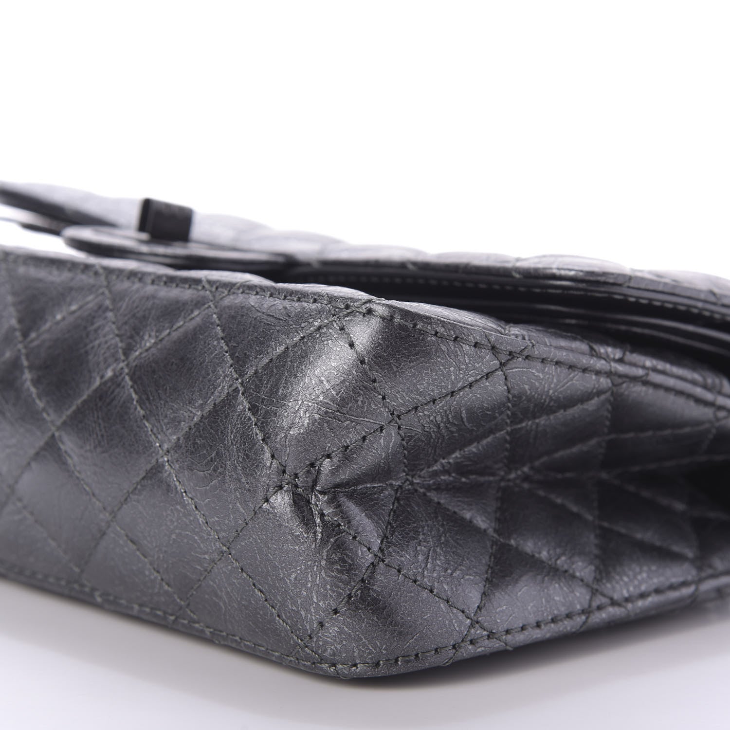 Chanel Metallic Aged Calfskin Quilted 2.55 Reissue 225 Flap Charcoal 7 of 9