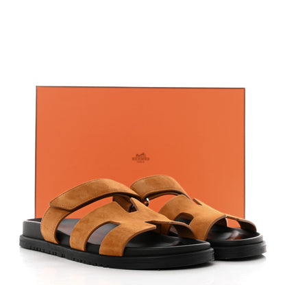 Hermes Suede Goatskin Womens Chypre Sandals 38 Naturel 9 of 9