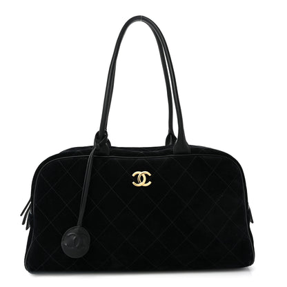 Chanel Suede Calfskin Large Perfect Bowling Bag Black 1 of 12