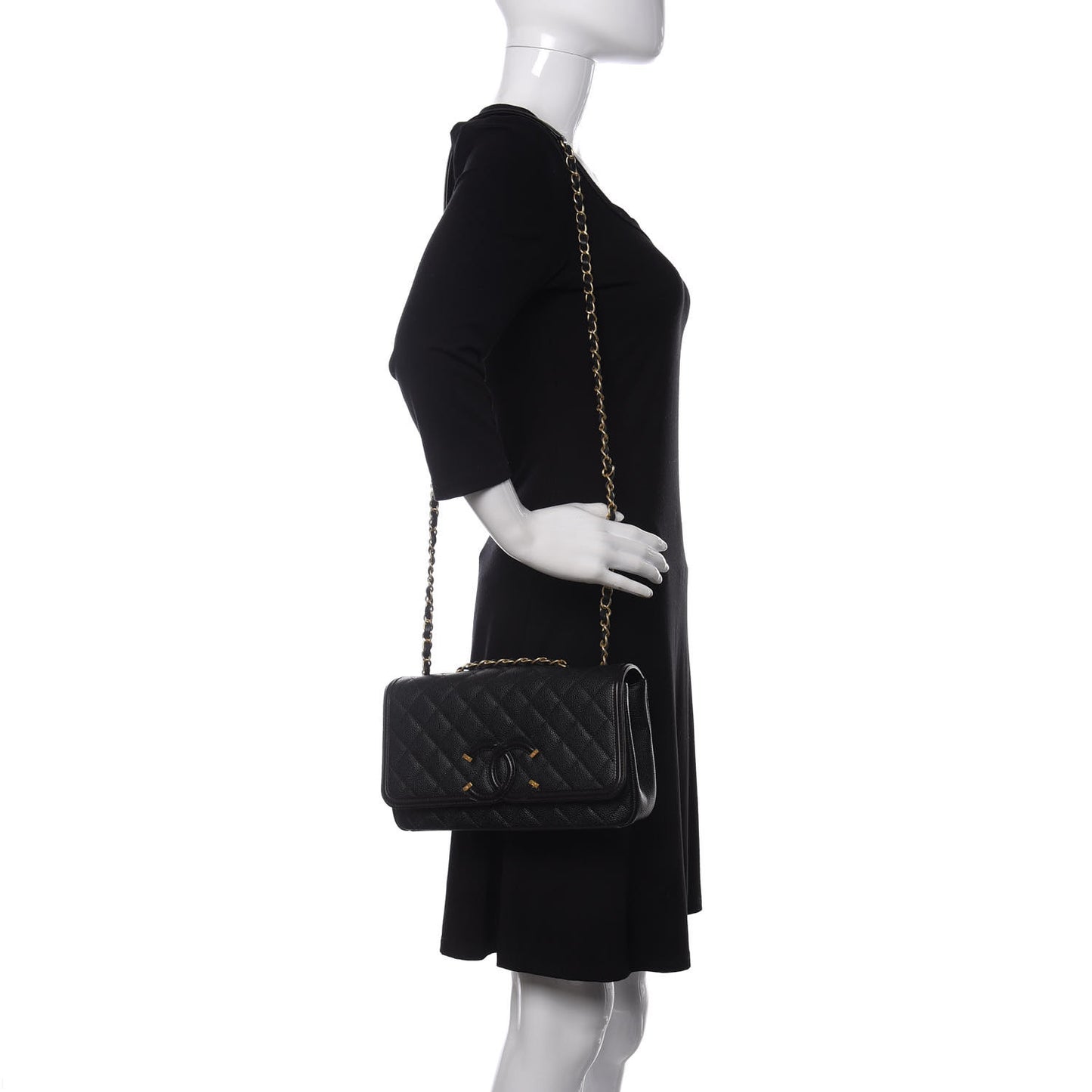 Caviar Quilted Medium CC Filigree Flap Black