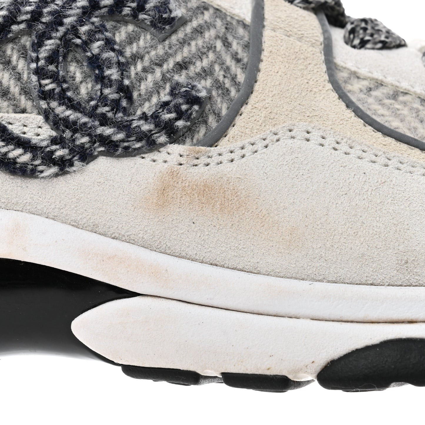 Fabric Suede Calfskin Womens CC Sneakers 40 Ivory Light Gray White