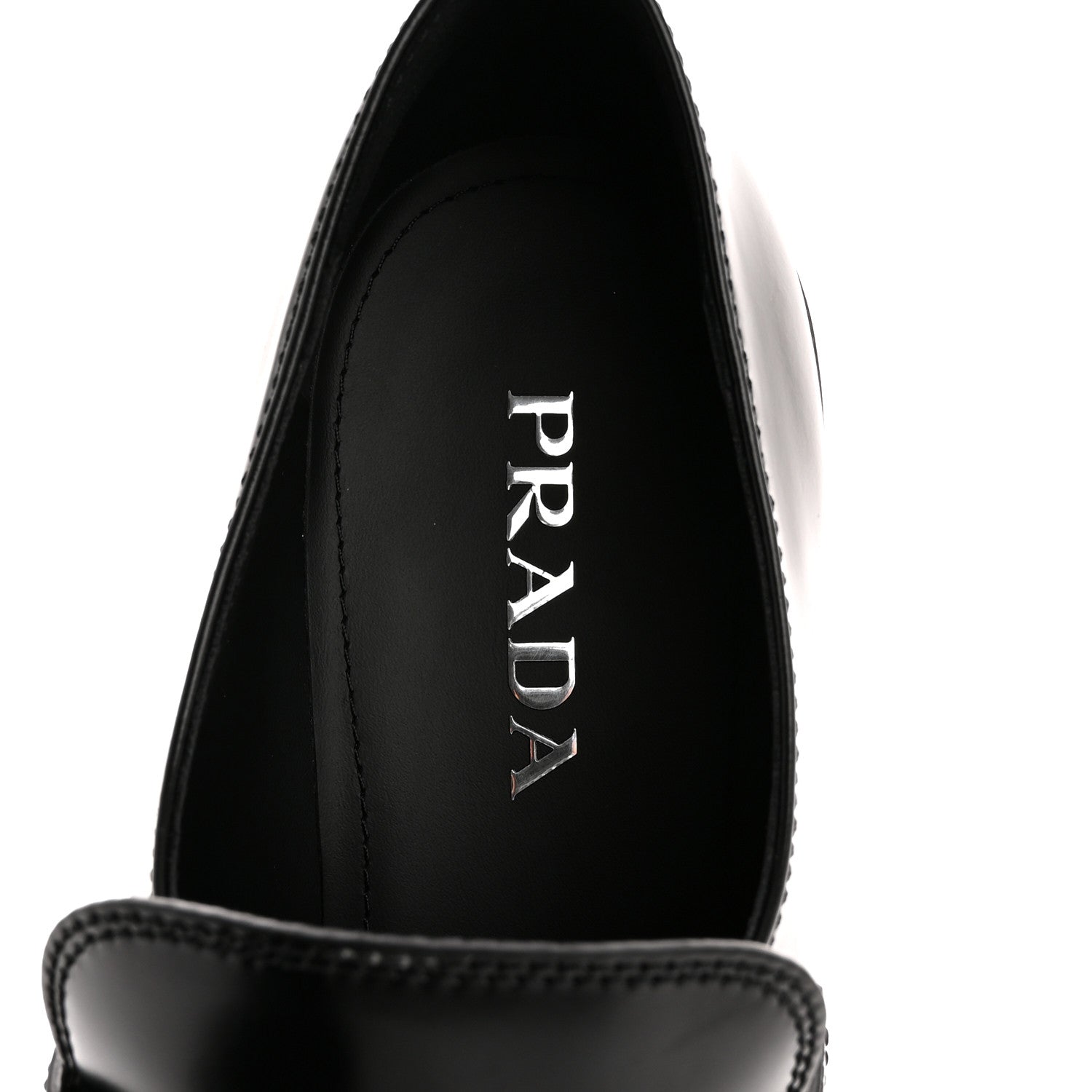 Prada Spazzolato Metal Triangle Logo 50mm Loafers 40.5 Black 7 of 10