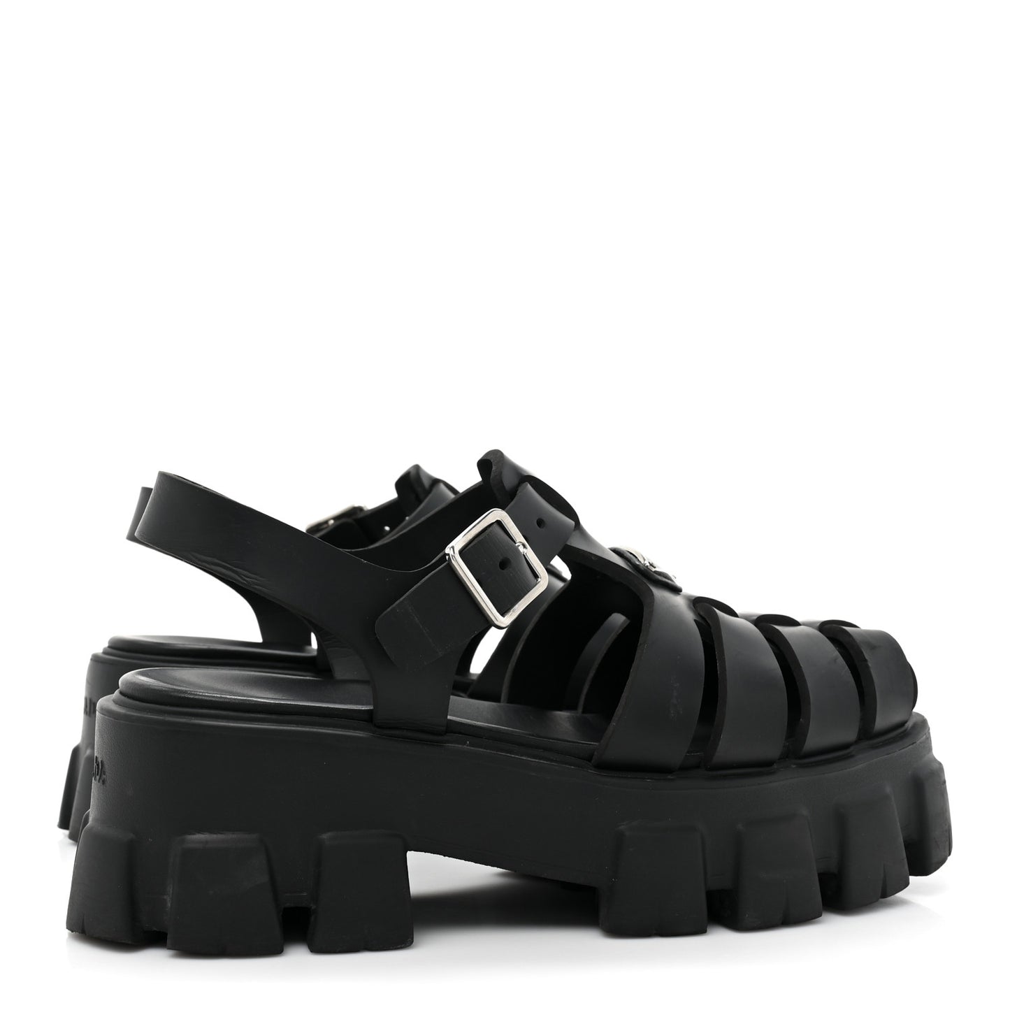 Foam Rubber Triangle Logo Monolith 55mm Cage Sandals 38 Black