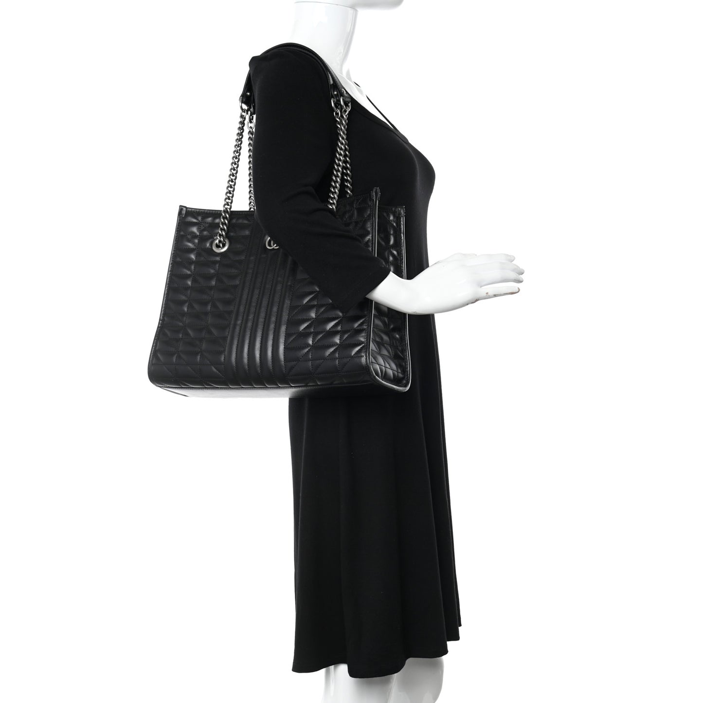 Calfskin Matelasse Aria Medium GG Marmont Shoulder Tote Black
