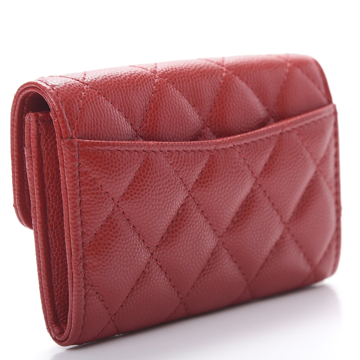 Caviar Quilted Flap Card Holder Red