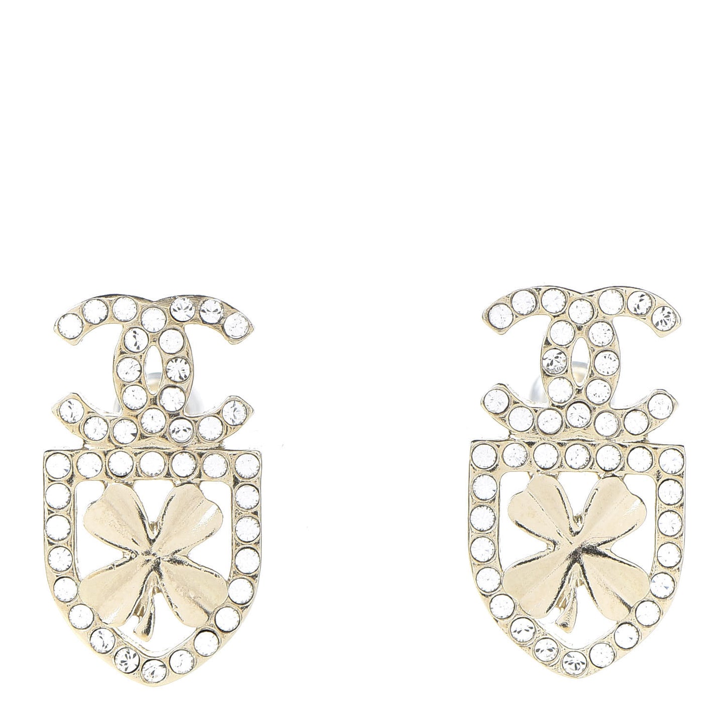 Crystal CC Sergeant Chanel Earrings Gold